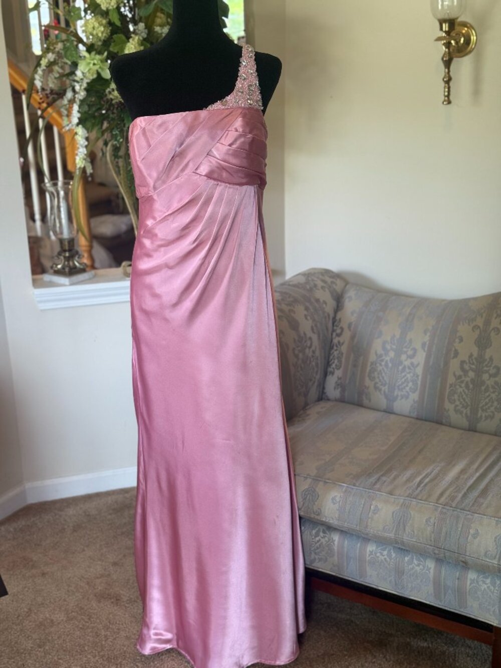 pink evening dress